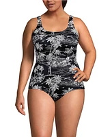 Lands' End Plus Tugless Low Leg One Piece Swimsuit