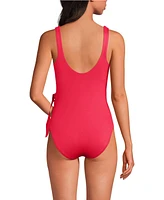 Lands' End Women's Side Tie Wrap One Piece Swimsuit