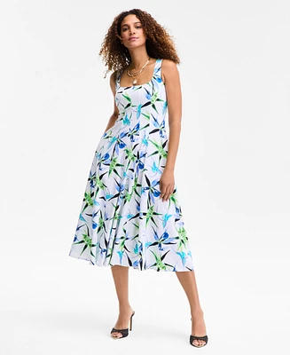 I.n.c. International Concepts Women's Printed Square-Neck Midi Dress, Exclusively at Macy's