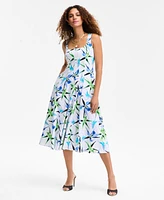 I.n.c. International Concepts Women's Printed Square-Neck Midi Dress, Exclusively at Macy's