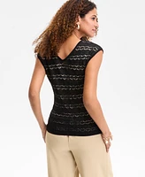 I.n.c. International Concepts Women's Pointelle Double V-Neck Top, Exclusively at Macy's