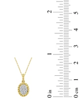 Diamond Oval Cluster Bead Frame Pendant Necklace (1/10 ct. t.w.) in 14k Gold, 16" + 2" extender