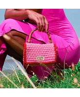 Airmail Mini Crochet Handbag In Pink & Red