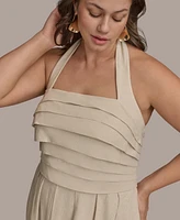 Donna Karan New York Plus Pleated-Bodice Halter Neck Midi Dress