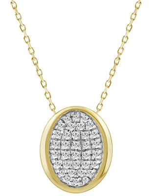 Diamond Oval Bezel Cluster Pendant Necklace (1/8 ct. t.w.) in 14k Gold, 16" + 2" extender