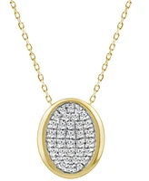 Diamond Oval Bezel Cluster Pendant Necklace (1/8 ct. t.w.) in 14k Gold, 16" + 2" extender