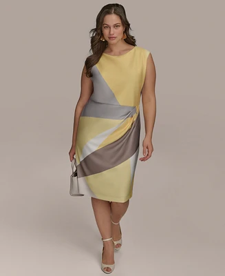 Donna Karan New York Plus Size Printed Shirred-Waist Sheath Dress