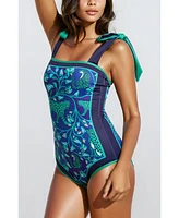 Jessie Zhao New York Women's Green Wonderland Reversible One-Piece Swimsuit