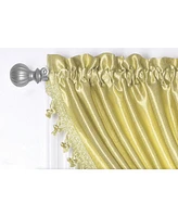 Kate Aurora 1 Piece Hyatt Rod Pocket Tasseled Soft Yellow Crinkle Sheer Waterfall Window Valance