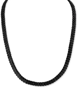 Esquire Men's Jewelry Cubic Zirconia Honeycomb Link 24" Necklace in Black Ip Stainless Steel, Exclusively at Macy's