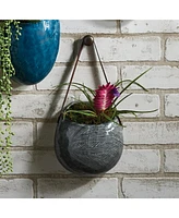 3.5" x 7" Small Decorative Rustic Wall Planter Pot w/ Leather Strap