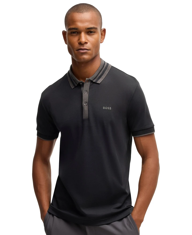 Boss by Hugo Men's Slim-Fit Striped-Collar Polo
