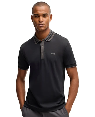 Boss by Hugo Men's Slim-Fit Striped-Collar Polo