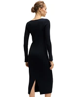 Boss by Hugo Women's Ribbed-Knit V-Neck Dress