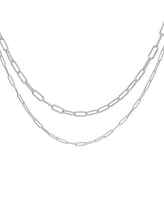 Adornia Silver 3mm and 4mm Paper Clip Chain Set