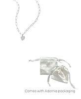 Adornia Tarnish Resistant Silver Heart Charm Paper Clip Chain Necklace