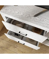 Tv stand with 4 drawers and 2 compartments, brown wood media console, multi-purpose entertainment center