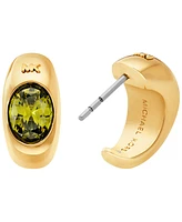 Michael Kors 14K Gold-Plated Brass Oval Stone Hoop Earrings