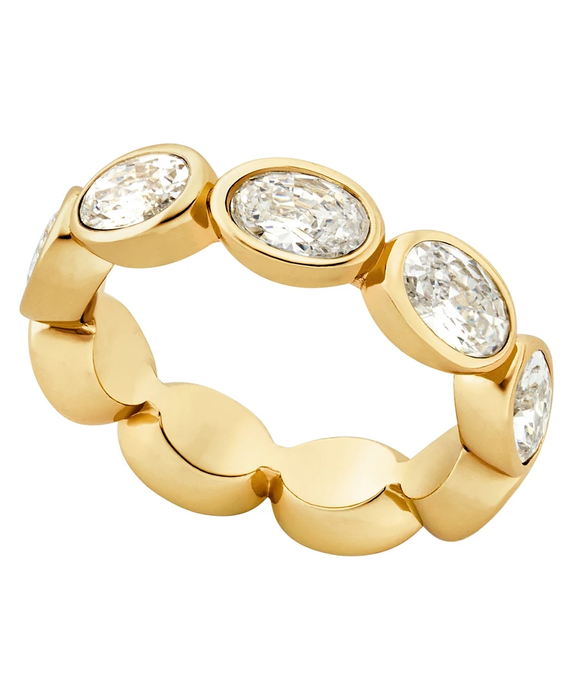 Michael Kors 14K Gold-Plated Brass Oval Stone Tennis Ring