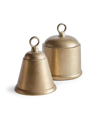6.4" La Taverna Decorative Cast Aluminum Tabletop Centerpiece Bells, Set of 2