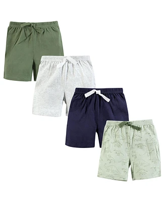 Hudson Baby Baby Boys Hudson Shorts Bottoms 4-Pack, Dinosaurs, 9-12 Months