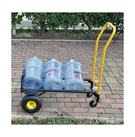 HT1006BK-yl Hand Truck Dual Purpose 2 Wheel Dolly Cart and 4 Wheel Push Cart with Swivel Wheels 330 Lbs Capacity Heavy Duty Platform Cart for Moving/W
