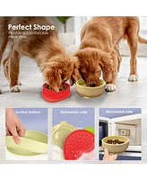 P.t. Supply Co. Red Small Strawberry Shaped Silicone Pet Bowl with Non-Slip Suction Base