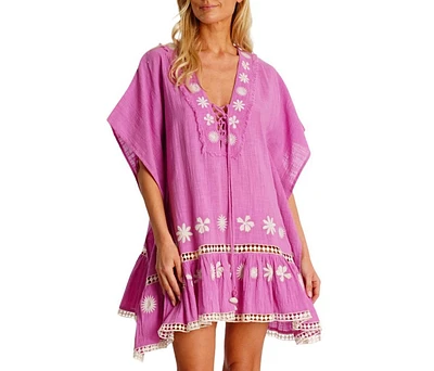 La Moda Clothing Women's Fiji Embroidered Kaftan