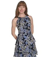 Tommy Hilfiger Women's Printed Tiered Halter Maxi Dress