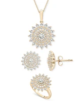Wrapped in Love Diamond Flower Cluster Stud Earrings (1 ct. t.w) in 14k Gold, Exclusively at Macy's