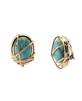 Robert Lee Morris Soho Turquoise Stone Button Clip-On Earrings
