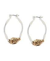 Robert Lee Morris Soho Two Tone Wire Wrapped Sculpted Hoop Earrings