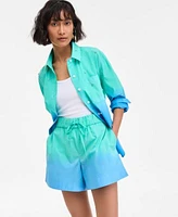 On 34th Womens Ombre Rhinestone Shirt Drawstring Shorts Exclusively At Macys