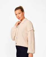 Cable & Gauge Women's Polo Collar Lush Cardigan