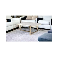 43" X 26" X 18" Chrome And White Metal Tube Coffee Table