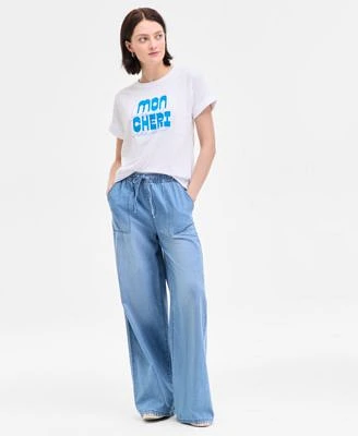 On 34th Womens Cuffed Mon Cheri T Shirt Pull On Utility Wide Leg Jeans Exclusively At Macys