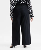 I.n.c. International Concepts Plus Solid Drawstring Wide-Leg Pants, Exclusively at Macy's