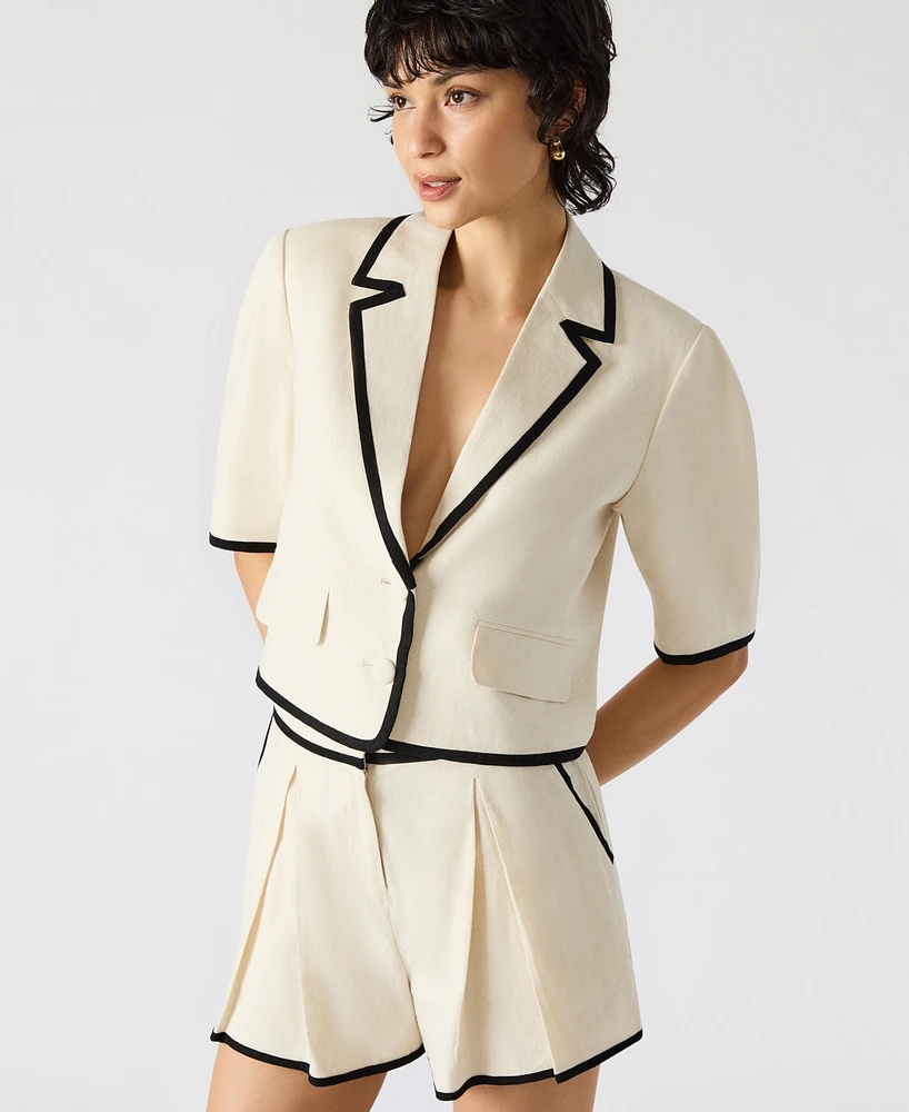 Steve Madden Women's Fable Tipped Short-Sleeve Blazer
