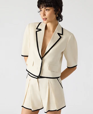 Steve Madden Women's Fable Tipped Short-Sleeve Blazer