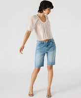 Steve Madden Women's Lana Sheer Puff-Sleeve Top