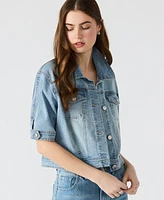 Steve Madden Women's Blu Elbow-Sleeve Denim Trucker Jacket