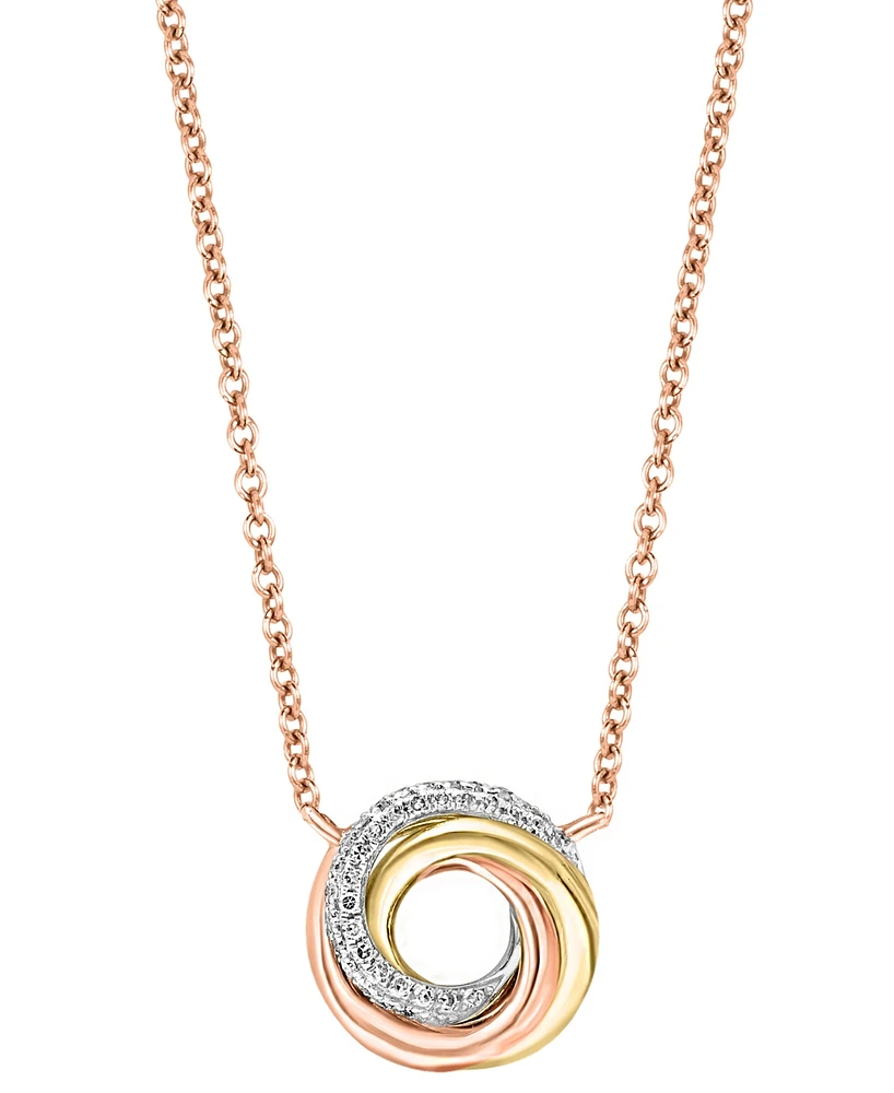 Lali Jewels Diamond Swirl Knot 18" Pendant Necklace (1/10 ct. t.w.) in 14k Tricolor Gold