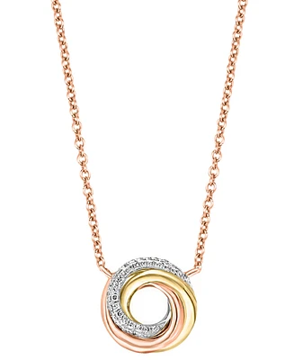 Lali Jewels Diamond Swirl Knot 18" Pendant Necklace (1/10 ct. t.w.) in 14k Tricolor Gold