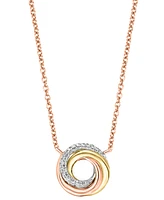 Lali Jewels Diamond Swirl Knot 18" Pendant Necklace (1/10 ct. t.w.) in 14k Tricolor Gold
