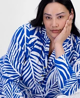 I.n.c. International Concepts Plus Printed Long-Sleeve Top, Exclusively at Macy's