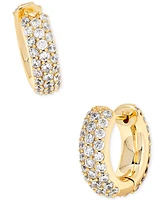 Kendra Scott 14k Gold-Plated Small Pave Huggie Hoop Earrings, 0.62"