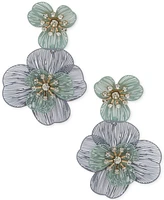 lonna & lilly Gold-Tone Multi Layered Flower Double Drop Earrings