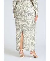 Eloquii Plus Printed Sequin Maxi Skirt