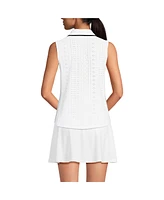 Lands' End Women's Sleeveless Eyelet Active Polo Top