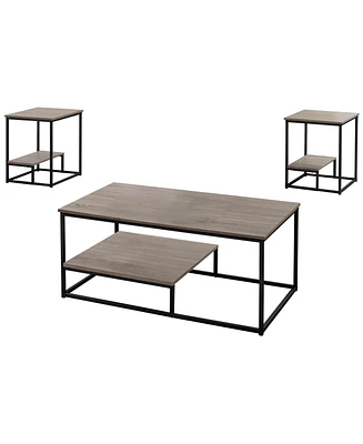 Set of Three Metal Coffee Tables with Shelf for Storage and Display